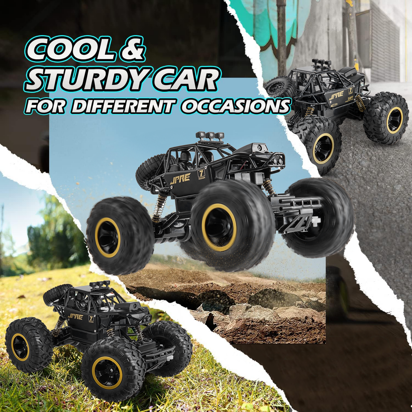Zacro 1:16 Scale RC Car with 720P FPV Camera, 2.4Ghz Remote Control Car High Speed Off-Road Truck for Kids and Adults, 2 Batteries, Black