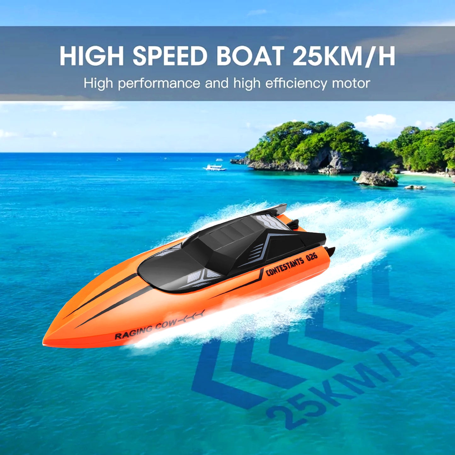 Anpro RC Boat 20+ MPH 2.4G Waterproof Remote Control Racing Boat for Kids and Adults, Orange
