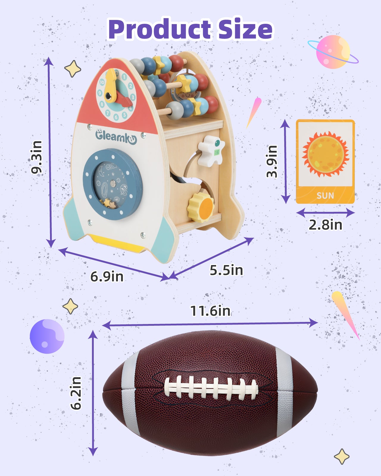 Anpro Montessori Wooden Activity Cube, 7-in-1 Educational Toddler Toy with Abacus, Shape Puzzle, Clock, Maze & More, Ideal Baby Toys for Boys & Girls Birthday Gift