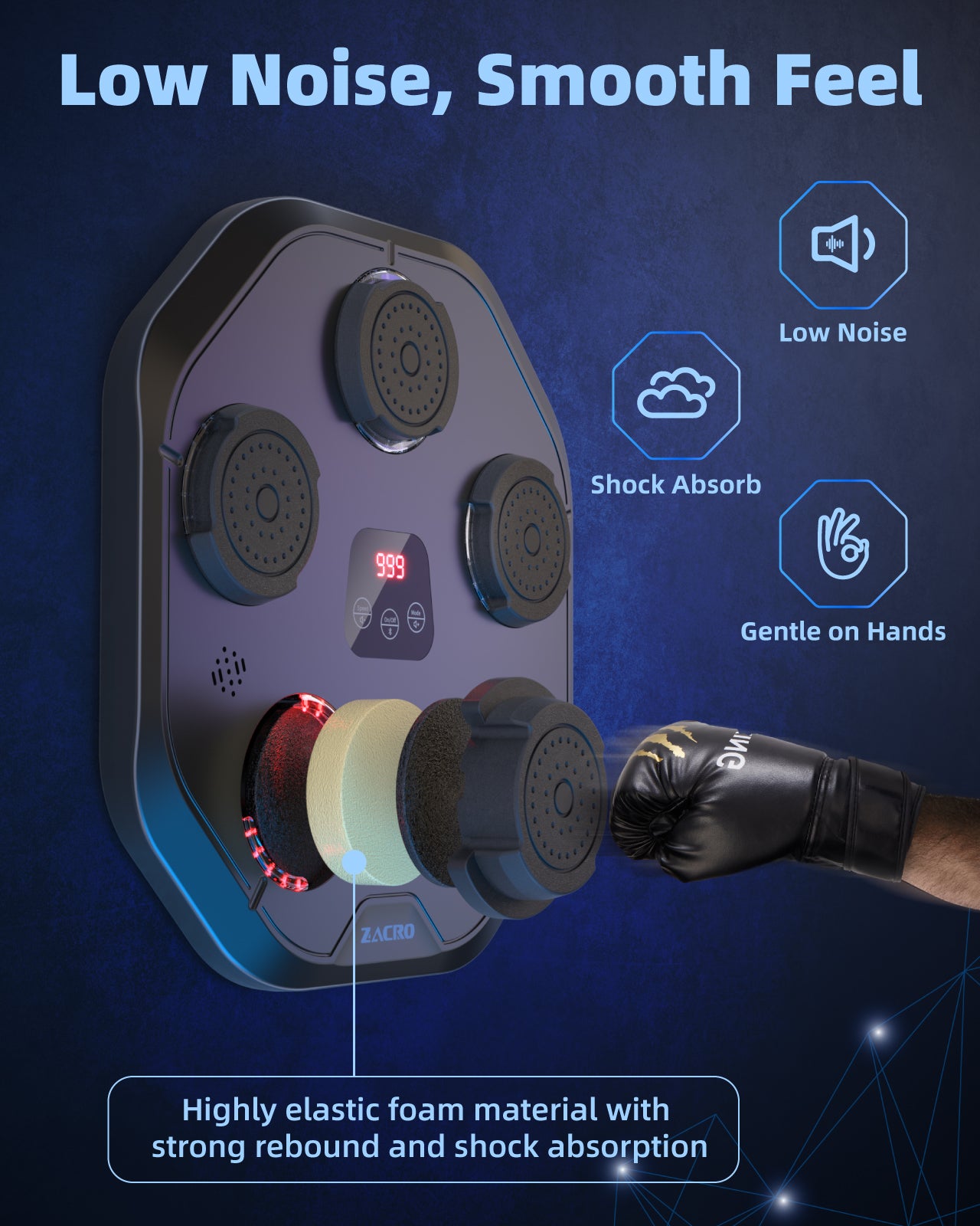 Anpro Music Boxing Machine, Smart Bluetooth Boxing Machine Wall Mounted, , Home Workout Boxing Target Machine Kit with 9 Modes/Speeds, Punching Gloves and Headband for Kids Adult