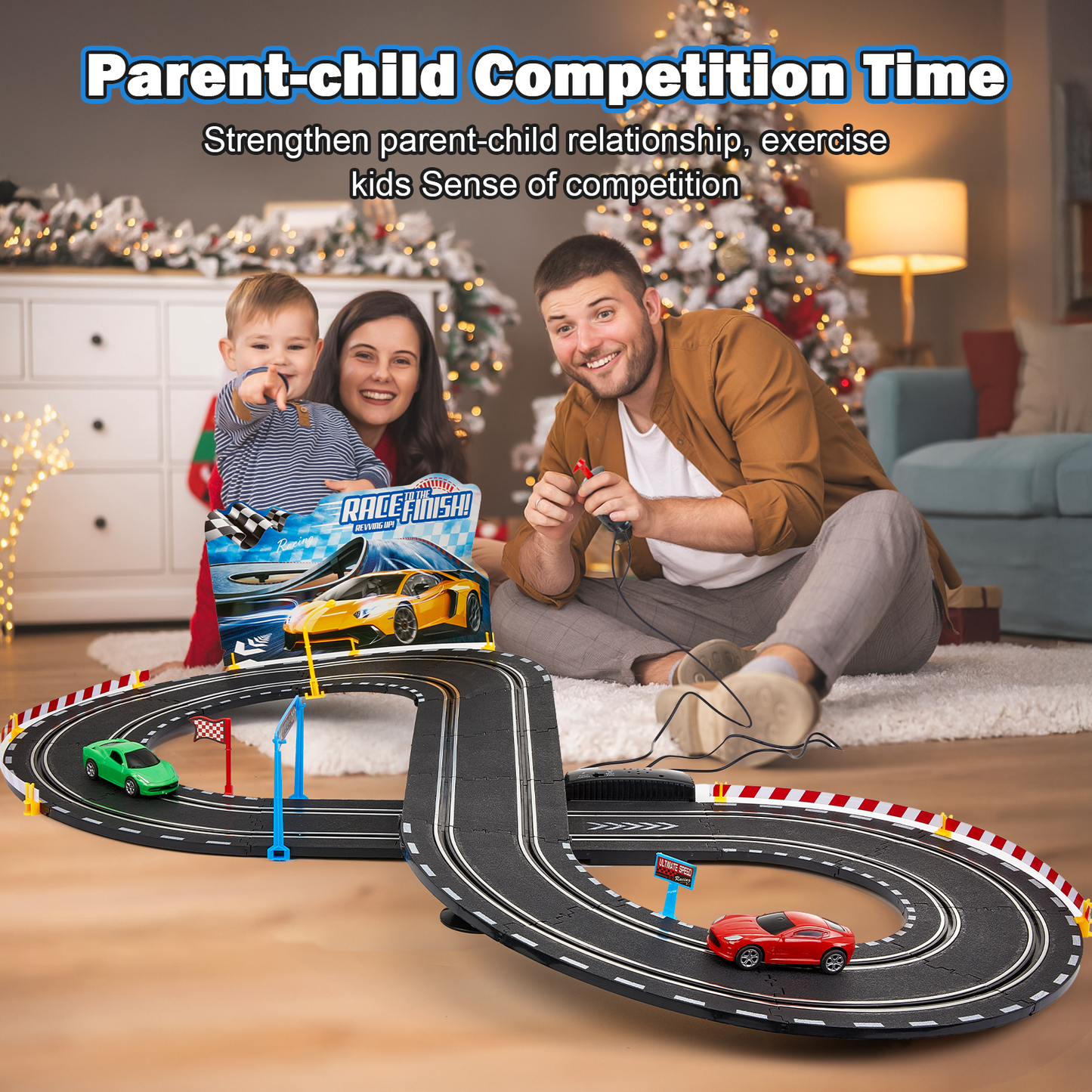 Lictin Slot Car Race Track Set, Dual Electric Race Car Track Set with 2 High-Speed Cars, 2 Electric Controller, Slot Car Track Toys for Kids Ages 3-12