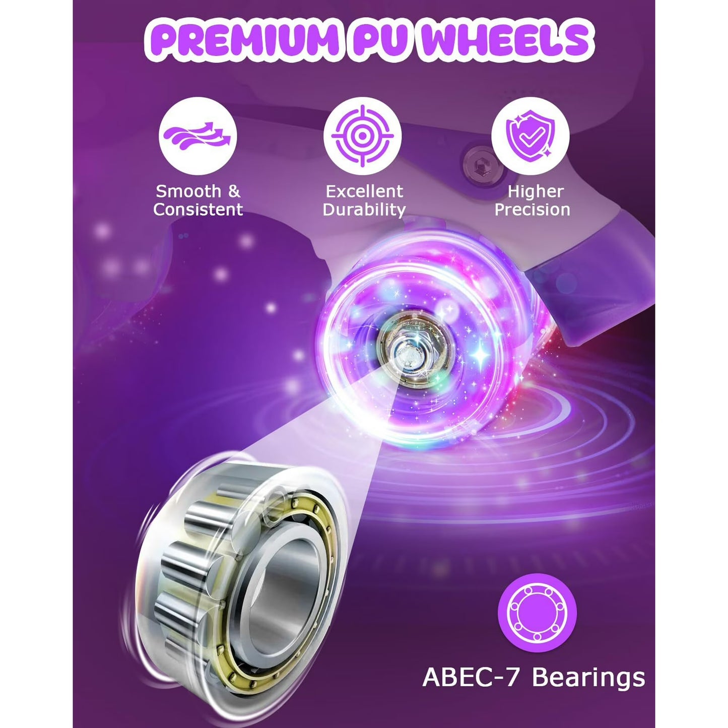 Hozzen Kids Roller Skates for Girls, 4 Size Adjustable Rainbow Unicorn Roller Skates with Light UP Wheels for Toddler Beginner (S, 9C-12C)
