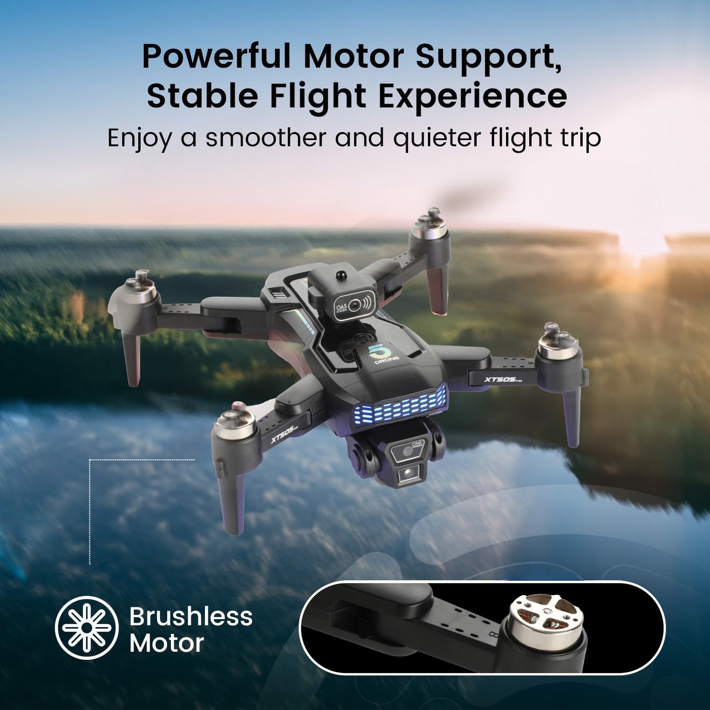 Anpro XT505 GPS Drone with 8K HD Camera for Adults & Beginners, Foldable FPV RC Quadcopter Drone with 360° Obstacle Avoidance, Brushless Motor, 5G Wifi Transmis, 2 Batteries, Carrying Case, Black