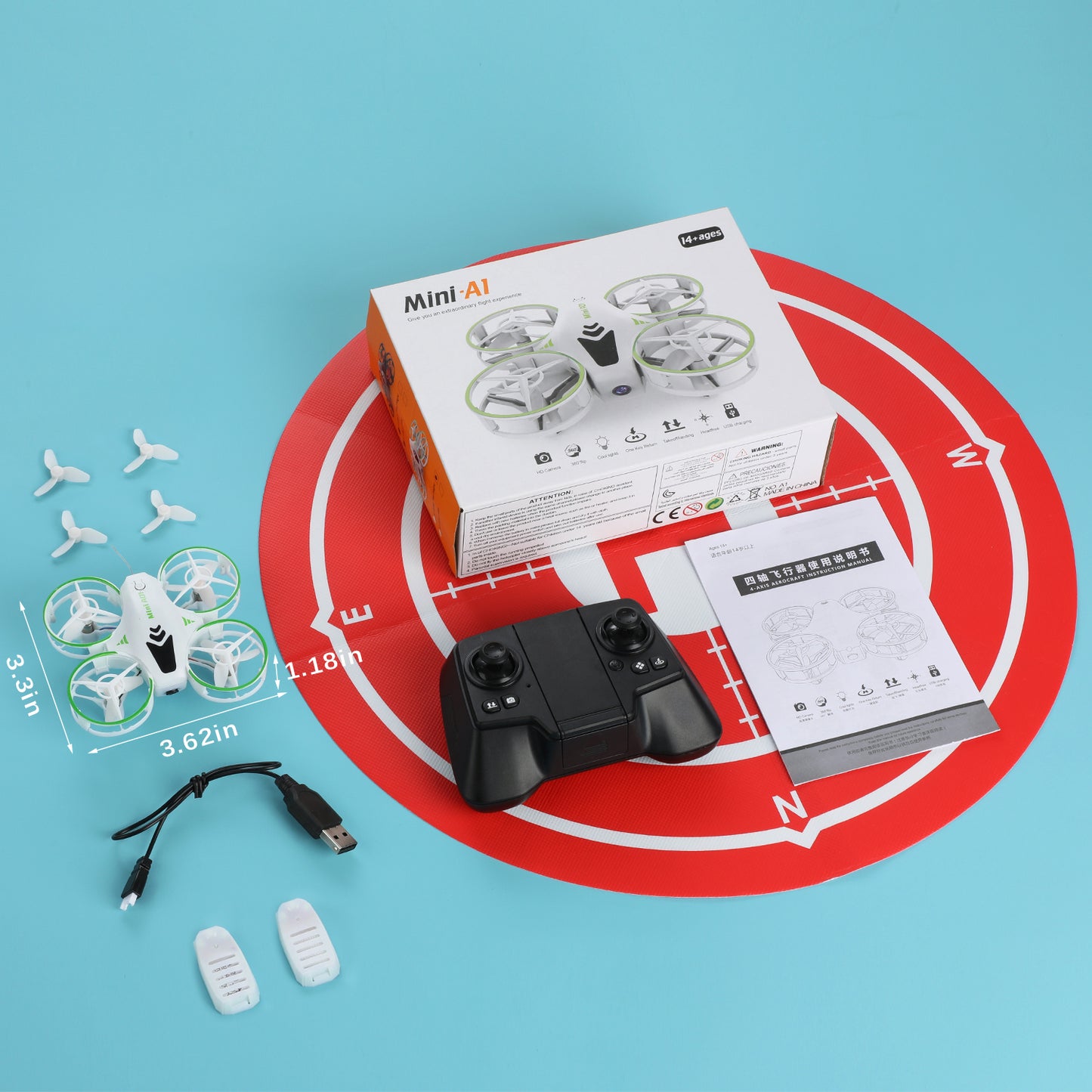 Anpro Mini Drone with 720P HD Camera for Kids and Beginners, Pocket RC Quadcopter, Headless Mode, Altitude Hold, High Speed Rotation, 2 Batteries, White