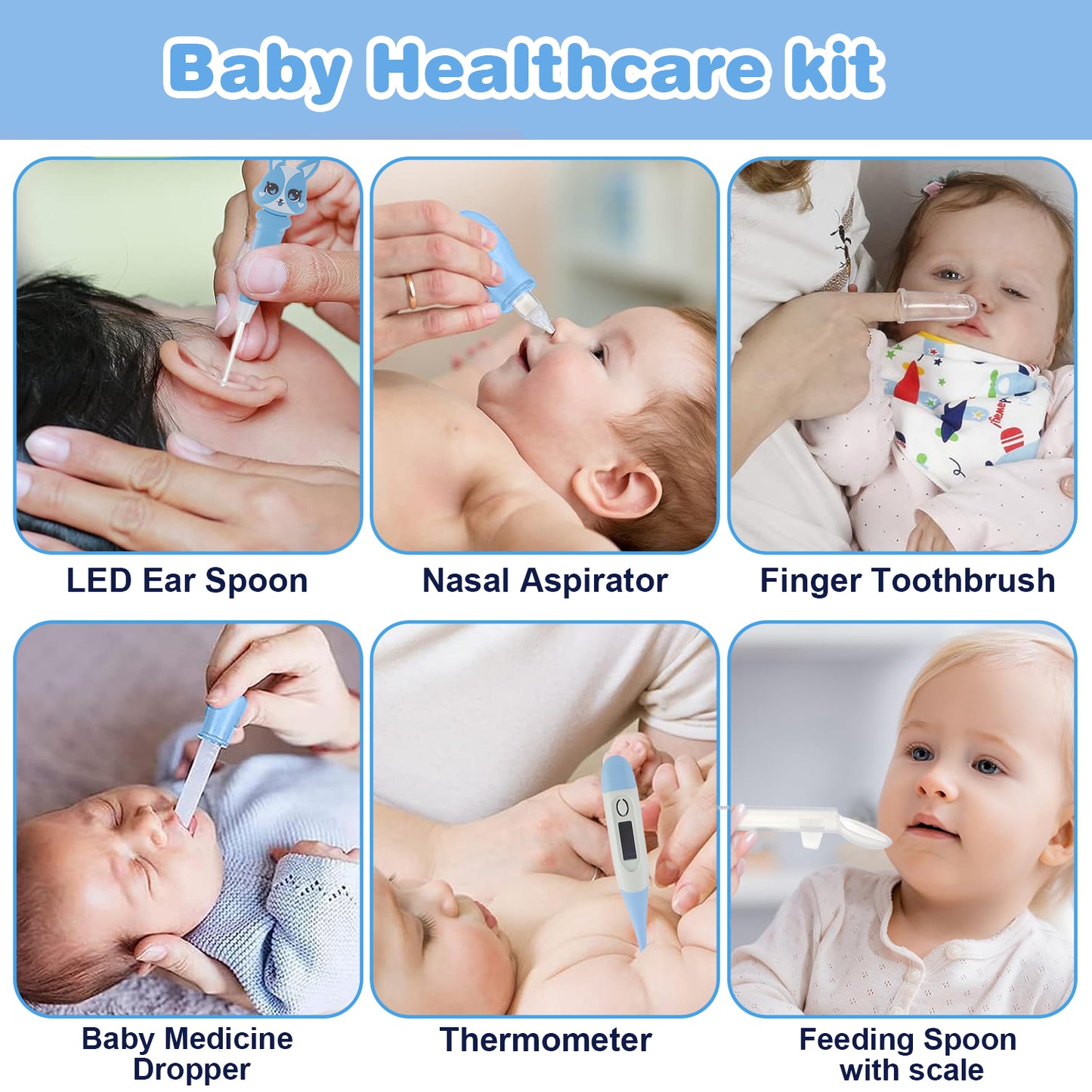 Lictin Baby Healthcare and Grooming Kit, 23 in 1 Electric Safety Nail Trimmer Newborn Nursery Health Care Set with Thermometer, for Infant Toddlers Baby Shower Gifts, Blue