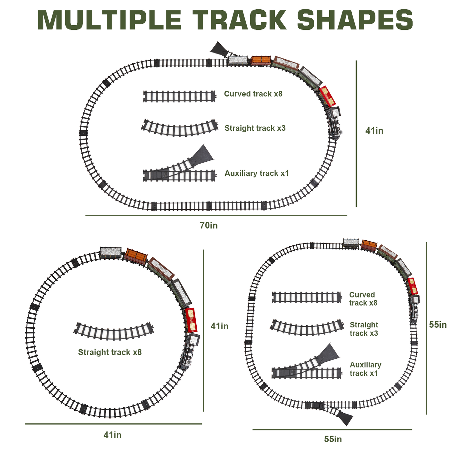 Gleamkid Electric Train Set for Kids, Train Track Toy with Smoke & Light & Sound, Christmas Train Gift for Boy & Girl