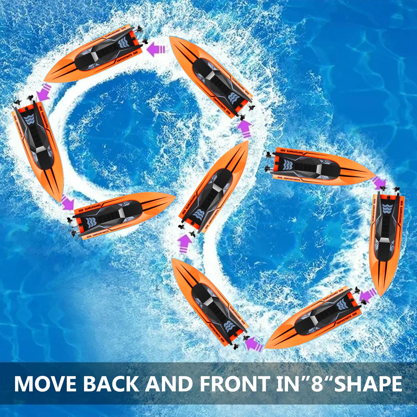 Anpro RC Boat 20+ MPH 2.4G Waterproof Remote Control Racing Boat for Kids and Adults, Orange