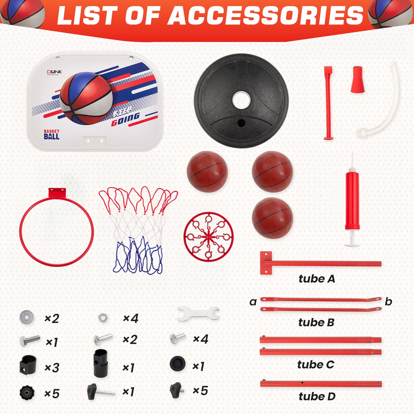 Anpro Kids Basketball Hoop with Stand, Adjustable Height 1.9FT-4.9FT, Toddler Basketball Hoop, Indoor Outdoor Mini Portable Basketball Goal Toys for Boys Girls Gift