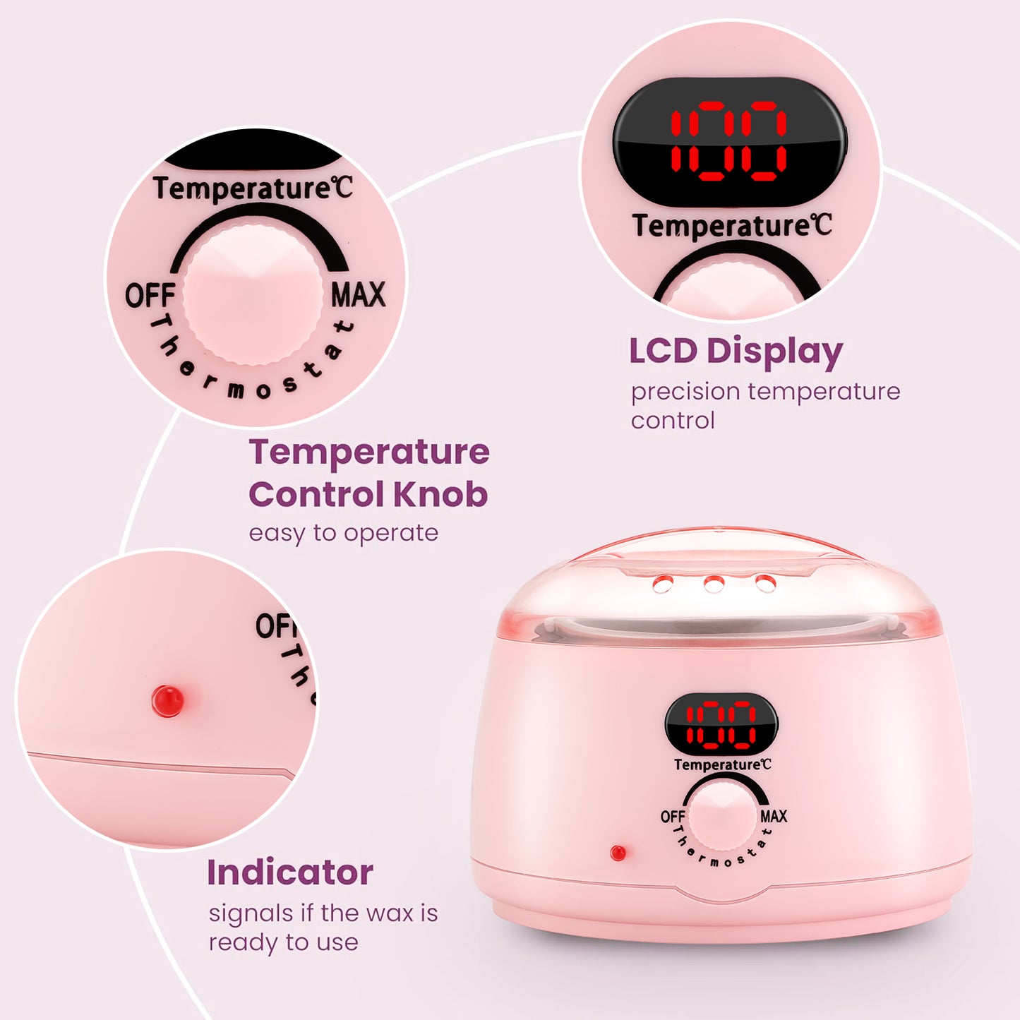 Lictin Waxing Kit for Women, Wax Warmer Machine for Hair Removal with 4 Packs of Wax Beads, Digital Waxing Kit for Sensitive Skin, Brazilian, Eyebrows, Face, Legs, Underarms