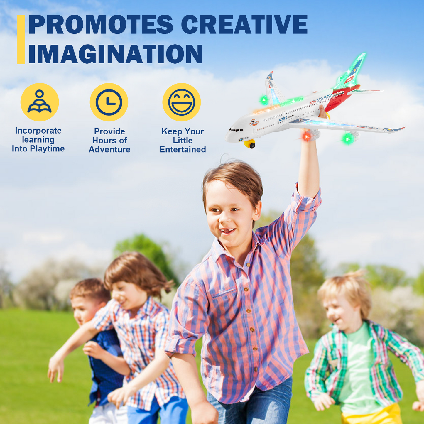 Zacro Airplane Toys for Toddlers, Bump and Go Action, Kids Toy Plane with LED Flashing Lights and Sounds for Boys & Girls 3 -12 Years Old