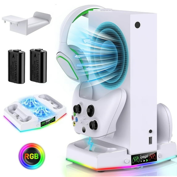 Zacro Cooling Fan Charging Station for Xbox Series S, Dual Charger Dock & Cooler System Stand with RGB Light Strip, Cooler Fan for XSS Console Accessories