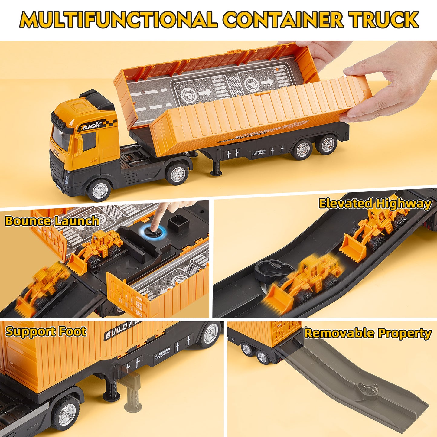 Lictin Construction Vehicles Toys Playset, Alloy Construction Truck with 6 Cars, Crane, Excavator, Tractor, Dump Truck, Forklift, Road Roller, Gift for 3-5 Year Toddlers Boys