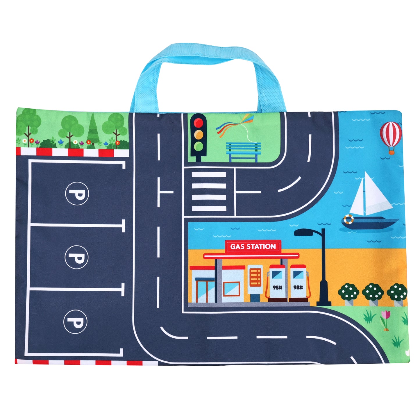 Anpro Friction Powered Cars Toy with Playmat Storage Bag, Push and Go Car Baby Toys, Pull Back Construction Truck Vehicles Play Set for Boys Girls Toddlers Kids, 4 Pack