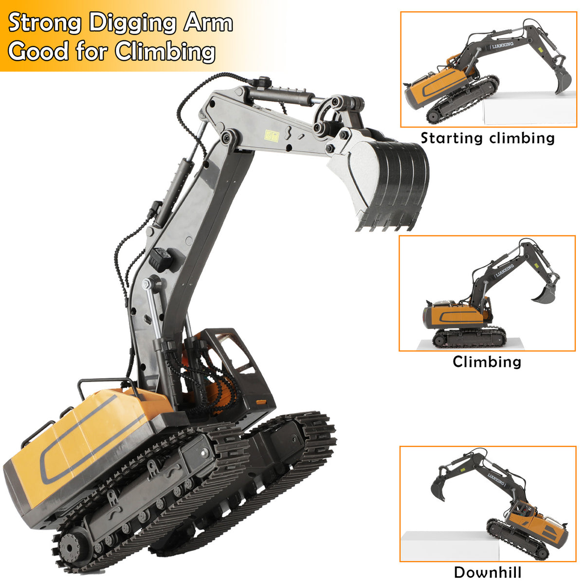 Remote Control Excavator for Kids, Rechargeable 11 Channel RC Construction Vehicle with Metal Shovel,Lights and Sounds, RC Excavator Toys for 3-12 Years Boys Girls