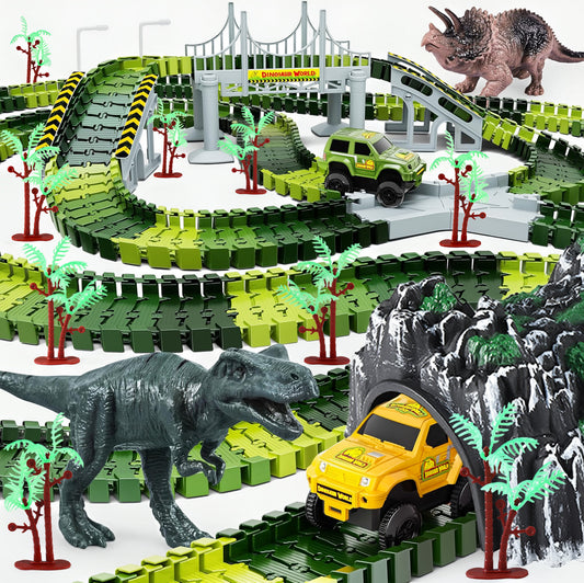 Anpro Dinosaur Toys Race Track Toy Set for Kids, Race Car Track Set Christmas Gifts For Boys Girls Kids