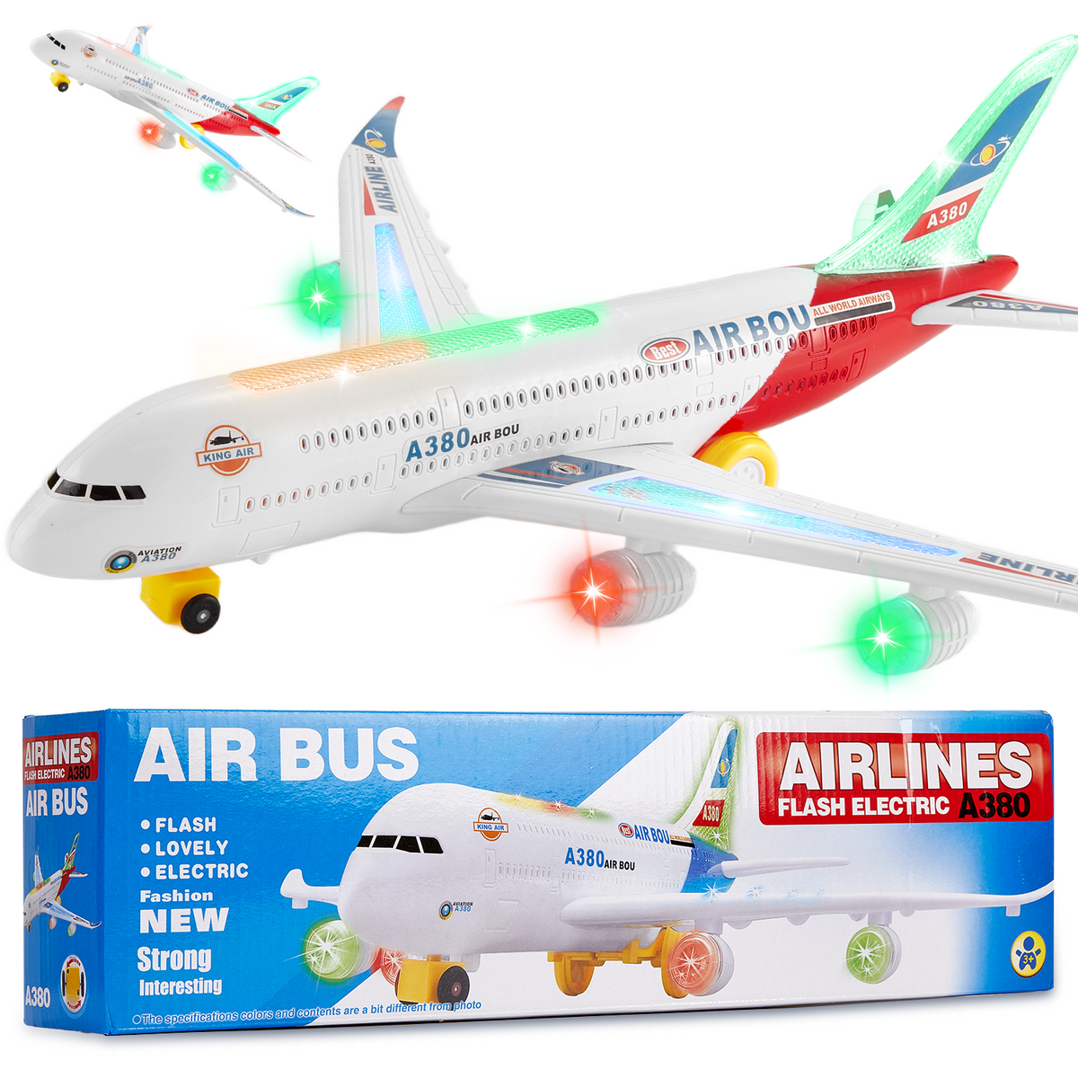 Zacro Airplane Toys for Toddlers, Bump and Go Action, Kids Toy Plane with LED Flashing Lights and Sounds for Boys & Girls 3 -12 Years Old
