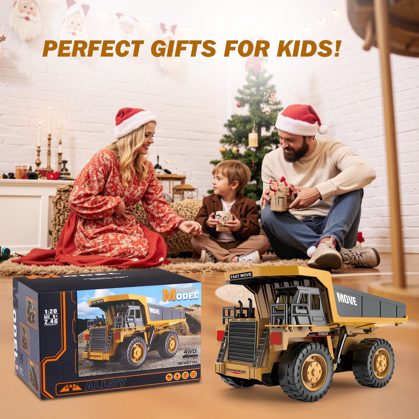 Petbank RC Dump Truck Toy, 13-Channel Remote Control Toy with Light/Sound, Rechargeable Batteries, 2.4 Ghz Kids Construction Vehicle Truck Toys for 3+ Boys Girls
