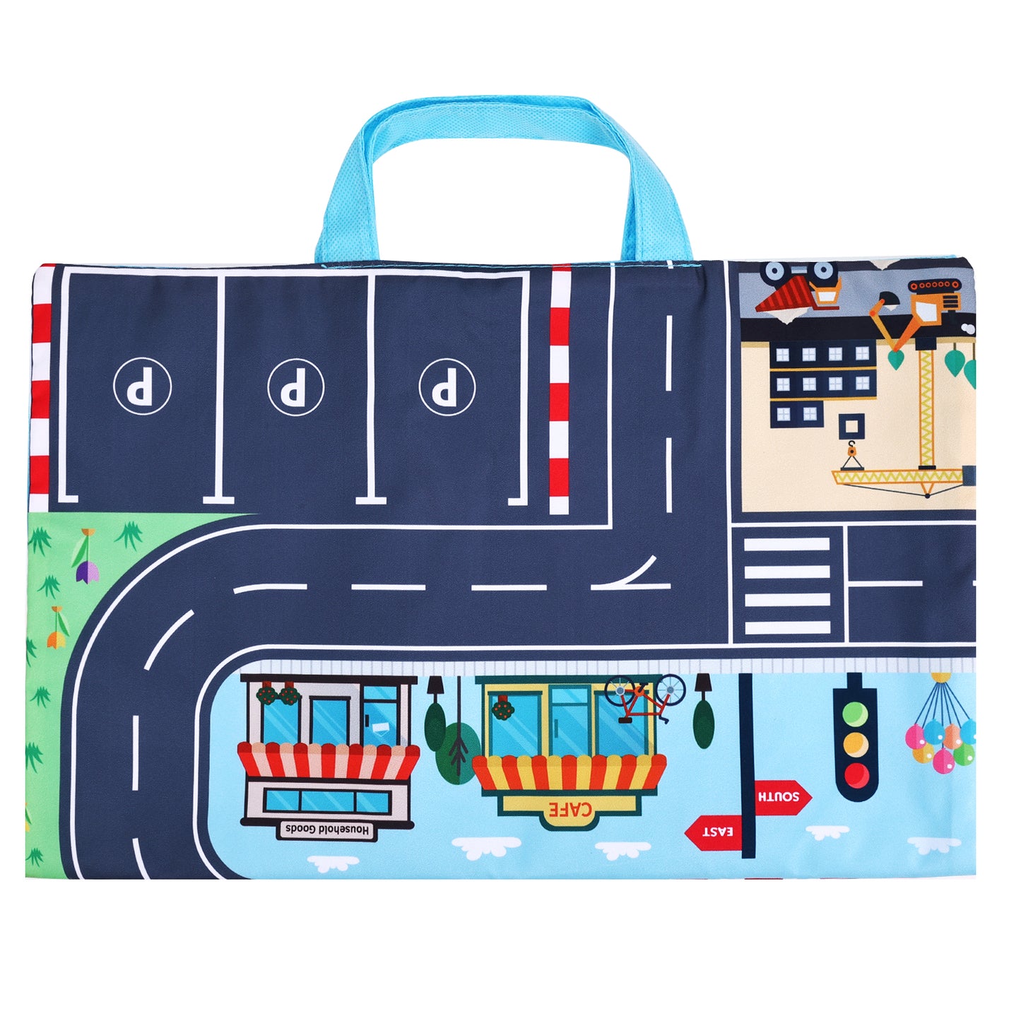 Anpro Friction Powered Cars Toy with Playmat Storage Bag, Push and Go Car Baby Toys, Pull Back Construction Truck Vehicles Play Set for Boys Girls Toddlers Kids, 4 Pack