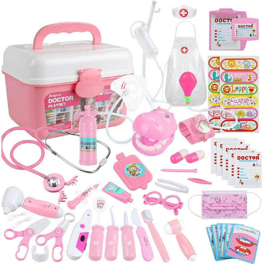 Doctor Kit for Kids, 46Pcs Medical Toy Kids Pretend Play Set with Stethoscope Doctor Role Play Gifts for Toddler Boys & Girls 3-6 Years,Pink