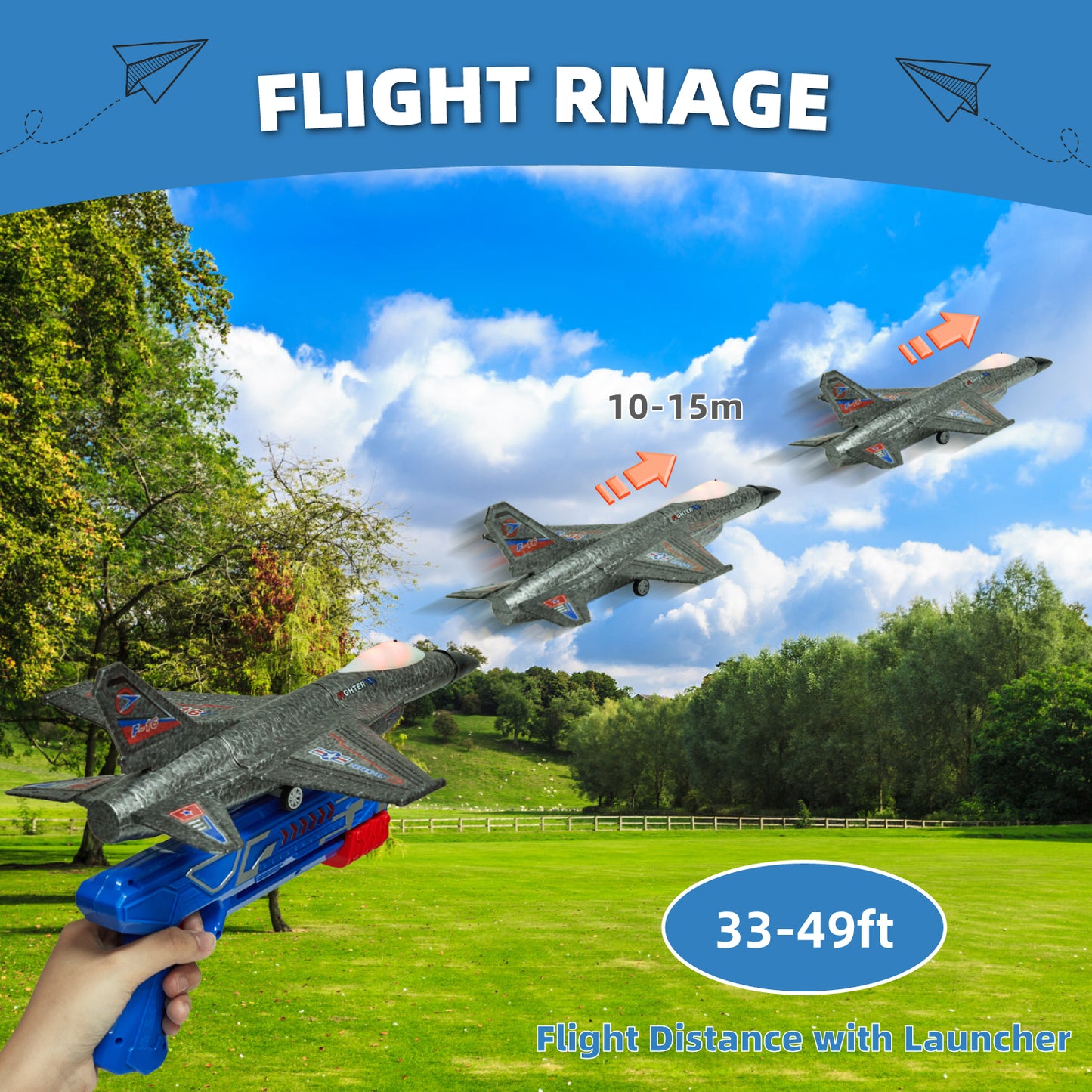 Lictin 2 Pack Airplane Launcher Toys, 12.6" Foam Glider Led Plane, Catapult Plane Toy for Boys, Outdoor Flying Toys Gifts for 3 4 5 6 Years Old Kids