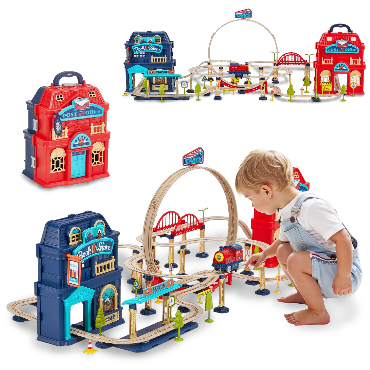 Lictin Train Track Toys for Toddler, 139PCS City Shop Train Track Set with Sound, Electric Train Set Gift for 3 4 5 Years Old Kids