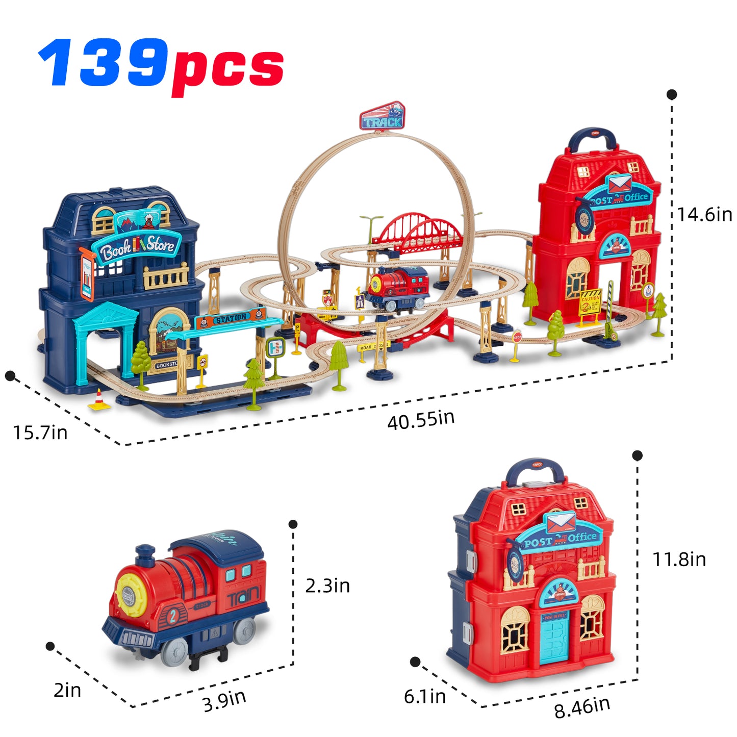 Lictin Train Track Toys for Toddler, 139PCS City Shop Train Track Set with Sound, Electric Train Set Gift for 3 4 5 Years Old Kids