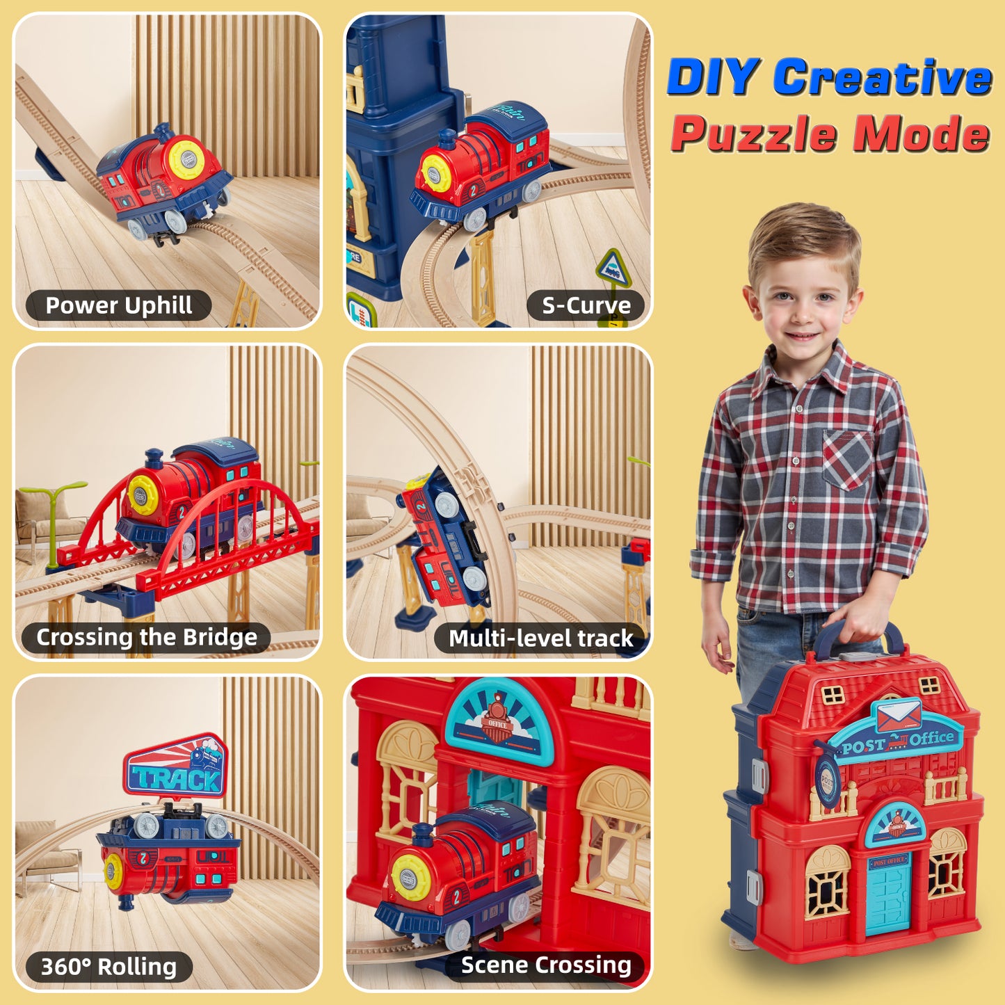 Lictin Train Track Toys for Toddler, 139PCS City Shop Train Track Set with Sound, Electric Train Set Gift for 3 4 5 Years Old Kids