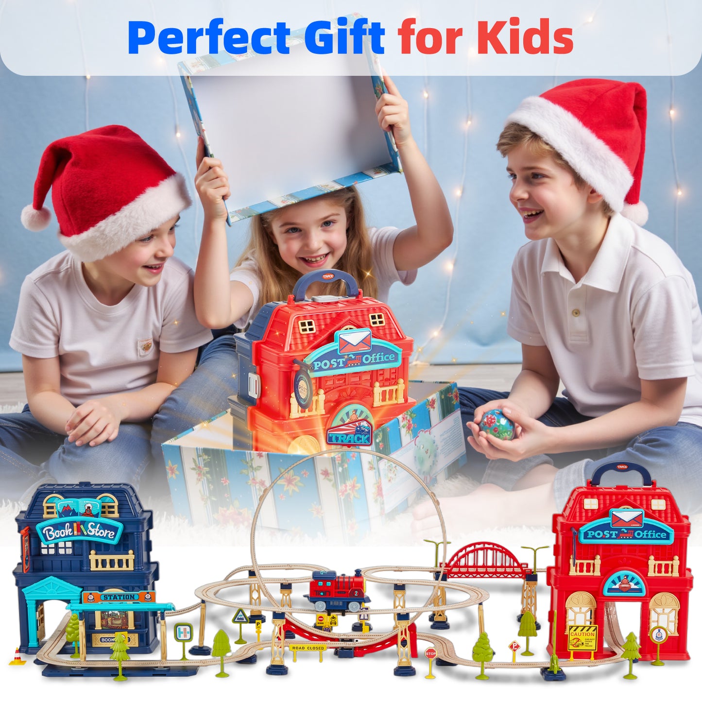 Lictin Train Track Toys for Toddler, 139PCS City Shop Train Track Set with Sound, Electric Train Set Gift for 3 4 5 Years Old Kids