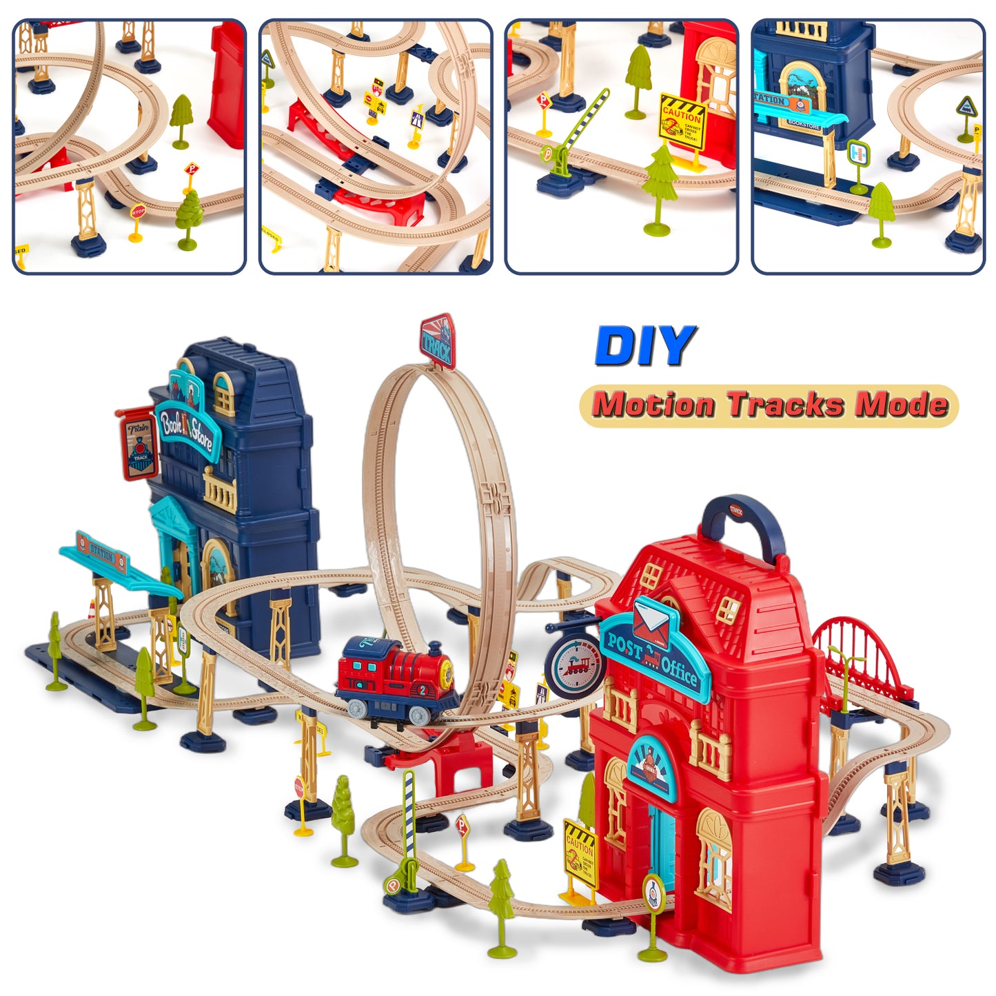 Lictin Train Track Toys for Toddler, 139PCS City Shop Train Track Set with Sound, Electric Train Set Gift for 3 4 5 Years Old Kids