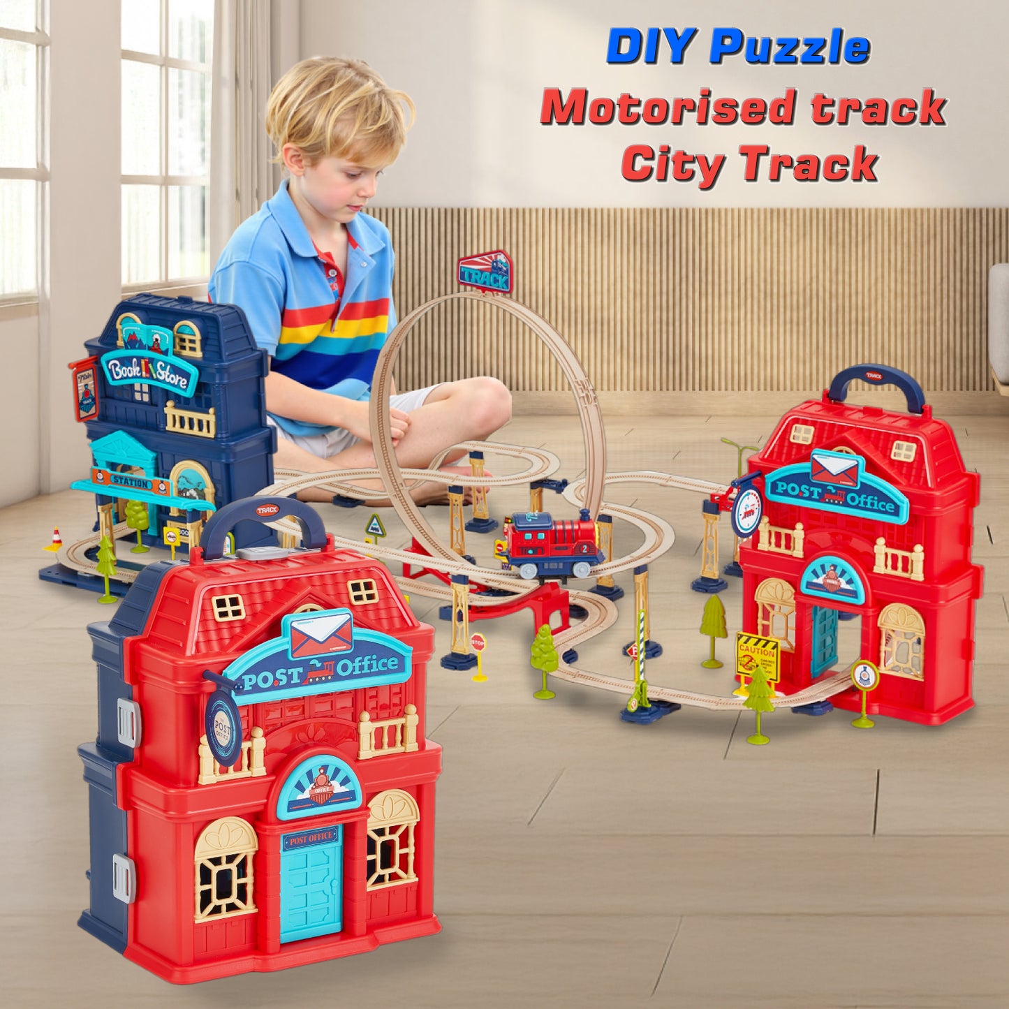 Lictin Train Track Toys for Toddler, 139PCS City Shop Train Track Set with Sound, Electric Train Set Gift for 3 4 5 Years Old Kids