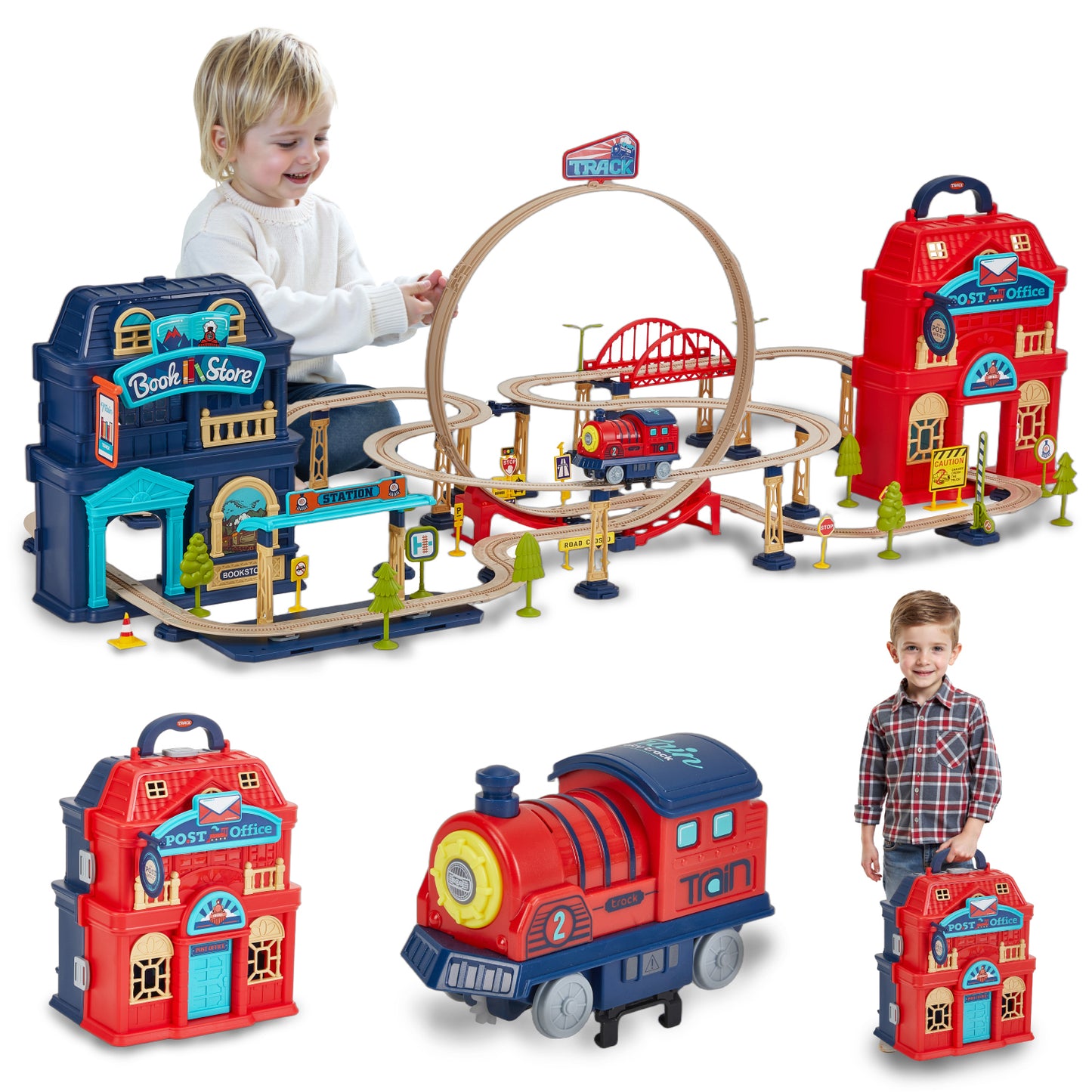 Lictin Train Track Toys for Toddler, 139PCS City Shop Train Track Set with Sound, Electric Train Set Gift for 3 4 5 Years Old Kids
