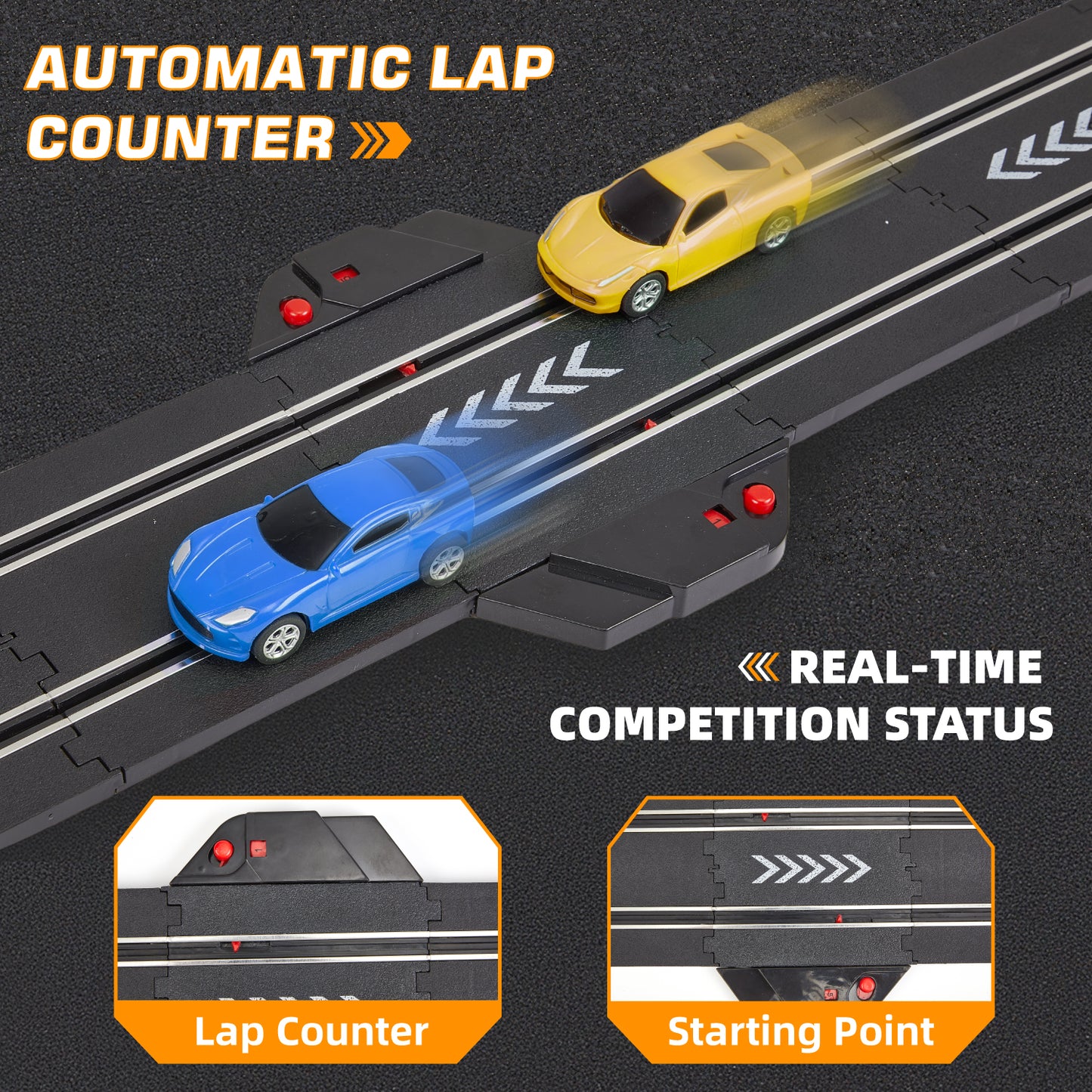 Gleamkid Slot Car Race Track Set for Kids, 20.3ft Electric Race Car Track Set with 2 High-Speed Cars, Dual Circular Overpass Track, Racing Game Counter Track Toys Gift for Boys Girls 4-12