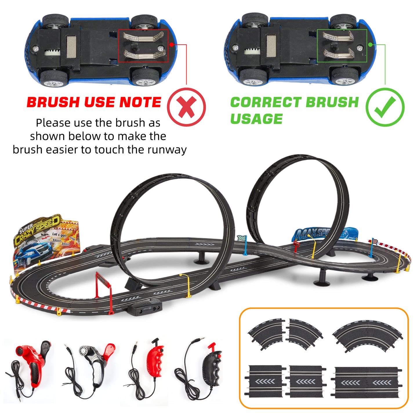 Gleamkid Slot Car Race Track Set for Kids, 20.3ft Electric Race Car Track Set with 2 High-Speed Cars, Dual Circular Overpass Track, Racing Game Counter Track Toys Gift for Boys Girls 4-12