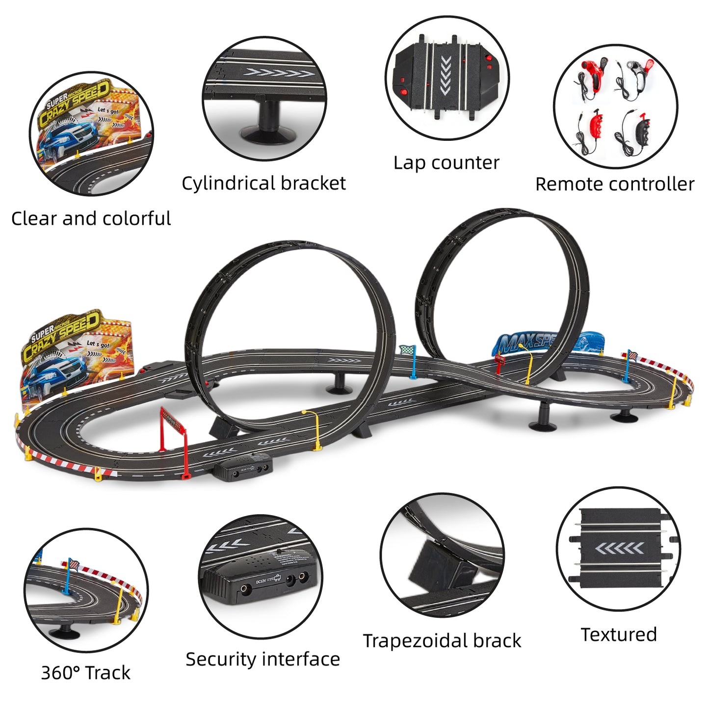 Gleamkid Slot Car Race Track Set for Kids, 20.3ft Electric Race Car Track Set with 2 High-Speed Cars, Dual Circular Overpass Track, Racing Game Counter Track Toys Gift for Boys Girls 4-12