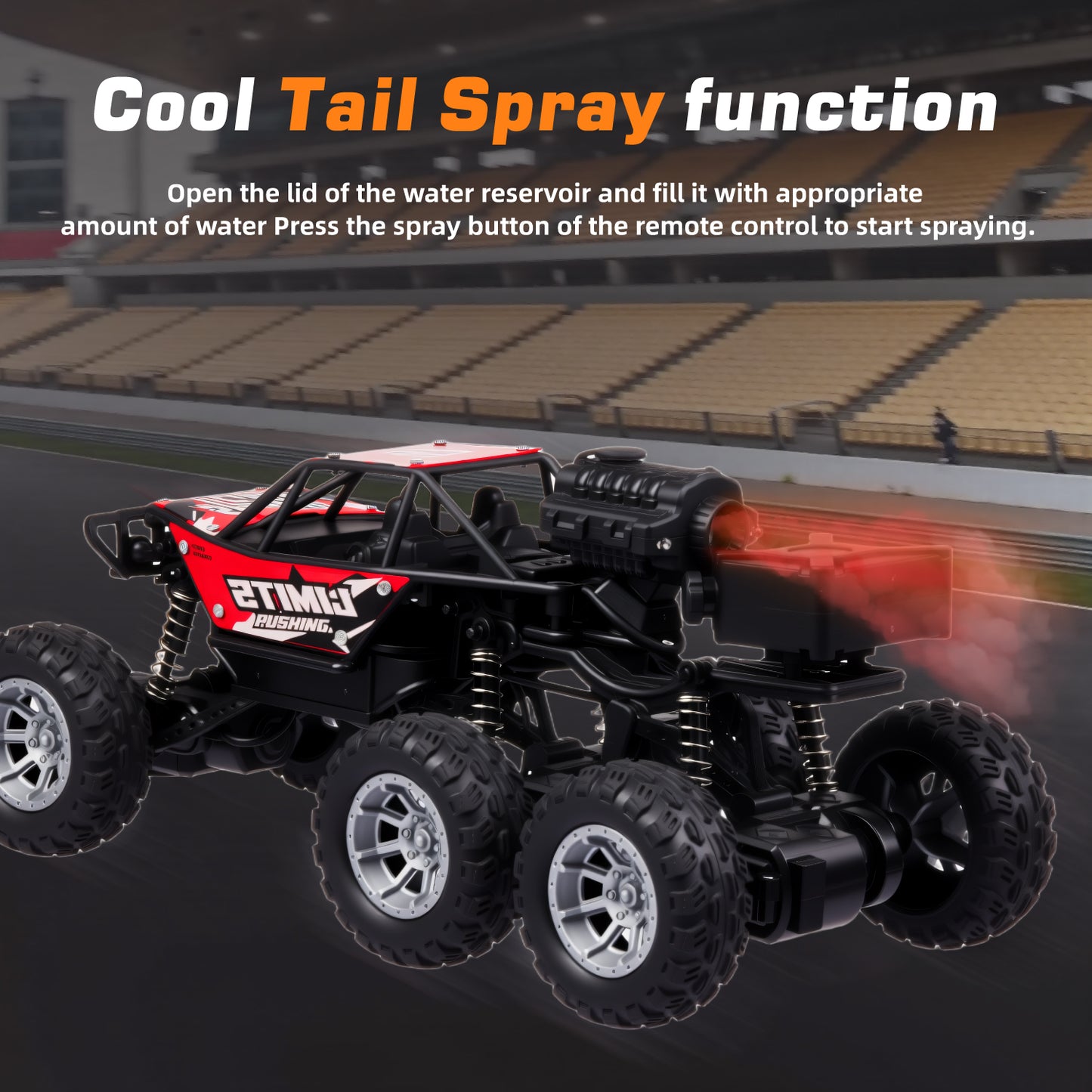 Lictin RC Cars with 6 Wheels for Kids, 4WD Large Remote Control Car with Light & Smoke, 2.4 GHz Alloy RC Truck Gift for Boys Aged 6 + Years Old