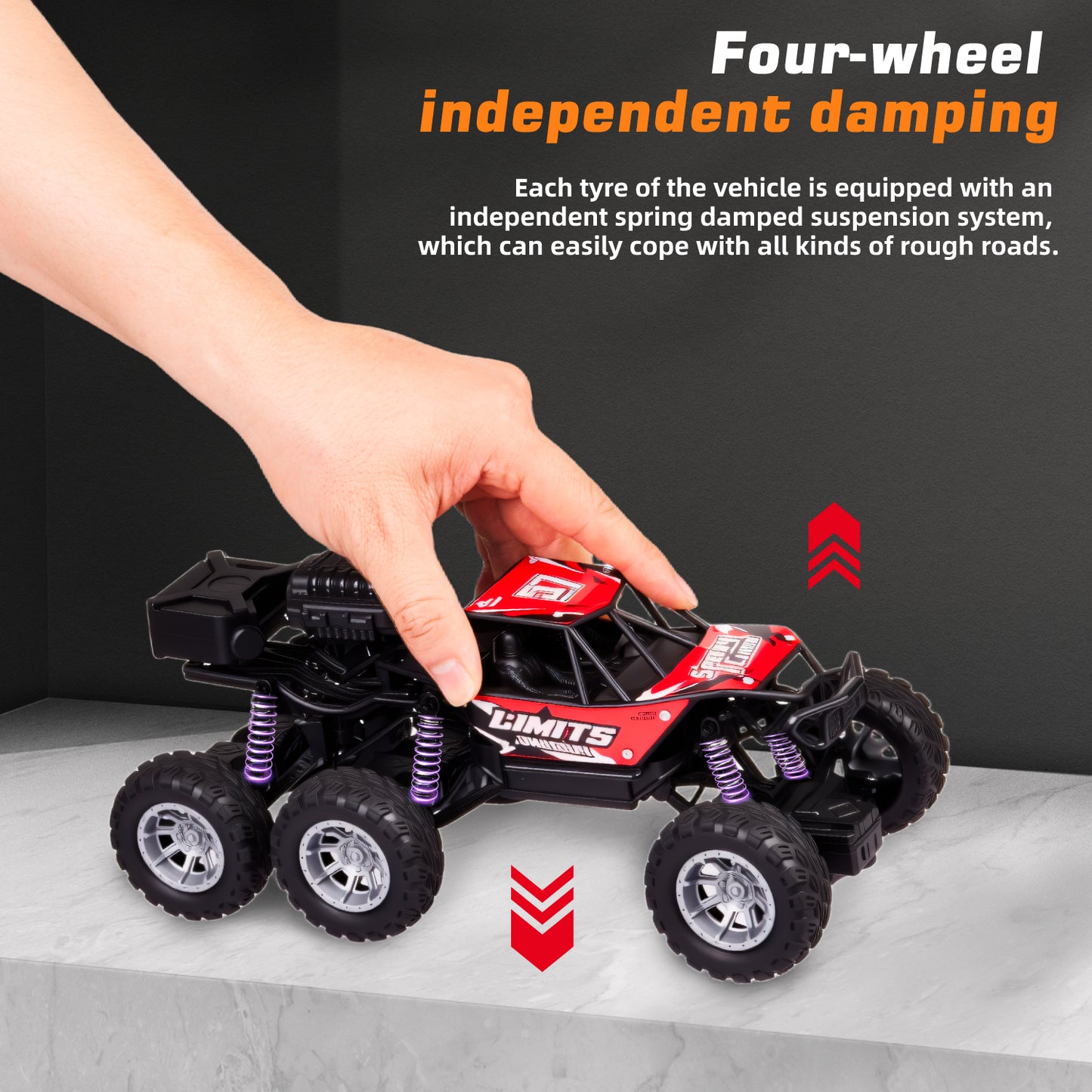 Lictin RC Cars with 6 Wheels for Kids, 4WD Large Remote Control Car with Light & Smoke, 2.4 GHz Alloy RC Truck Gift for Boys Aged 6 + Years Old