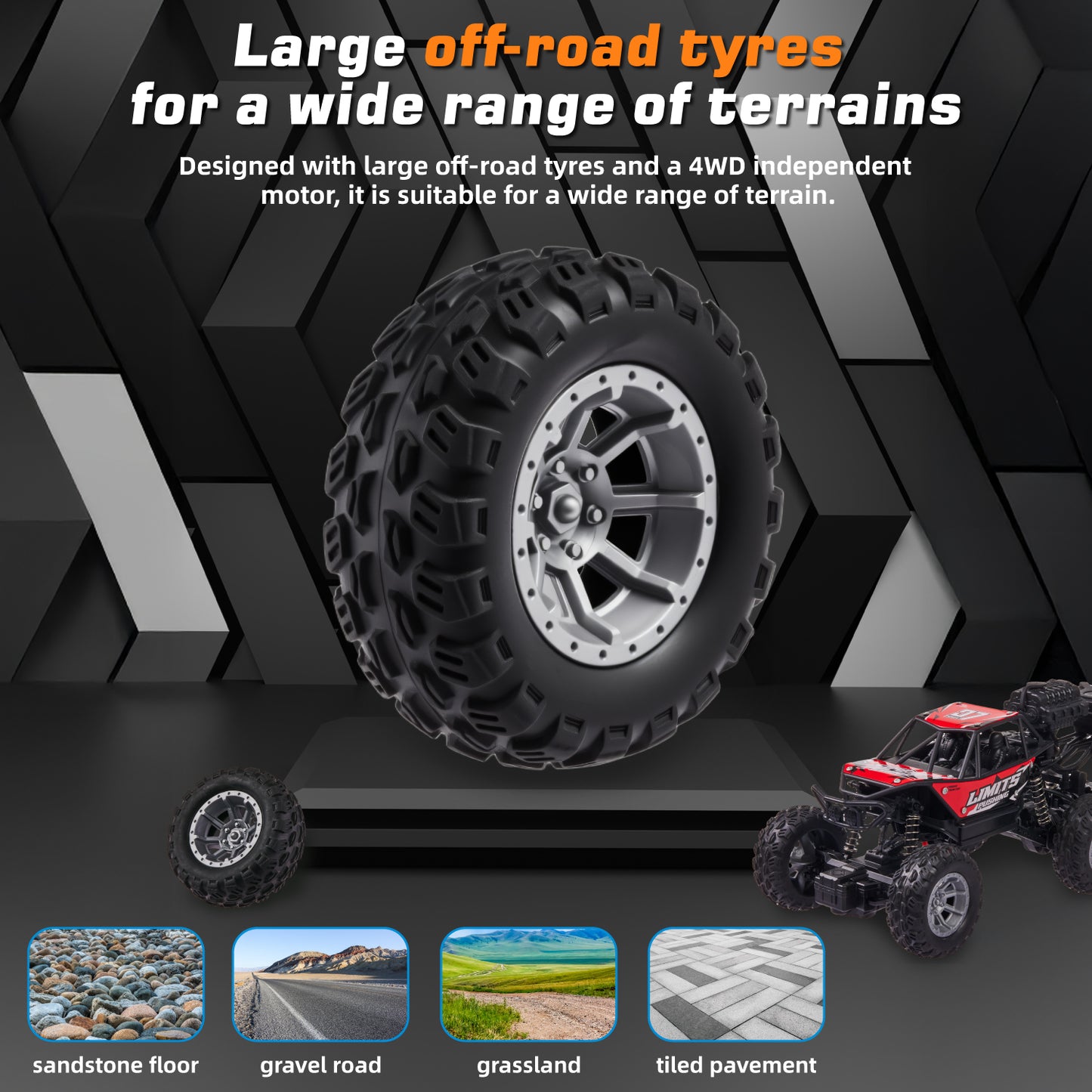 Anpro 1:16 RC Cars with 6 Wheels for Kids, 4WD Remote Control Monster Truck with Spraying and Lighting Effects, 30 Minute Runtime, Alloy RC Cars for Boys Girls 6+ Gifts