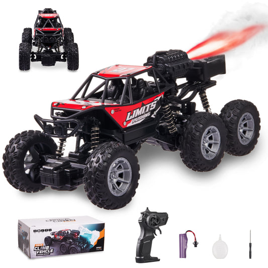 Anpro 1:16 RC Cars with 6 Wheels for Kids, 4WD Remote Control Monster Truck with Spraying and Lighting Effects, 30 Minute Runtime, Alloy RC Cars for Boys Girls 6+ Gifts