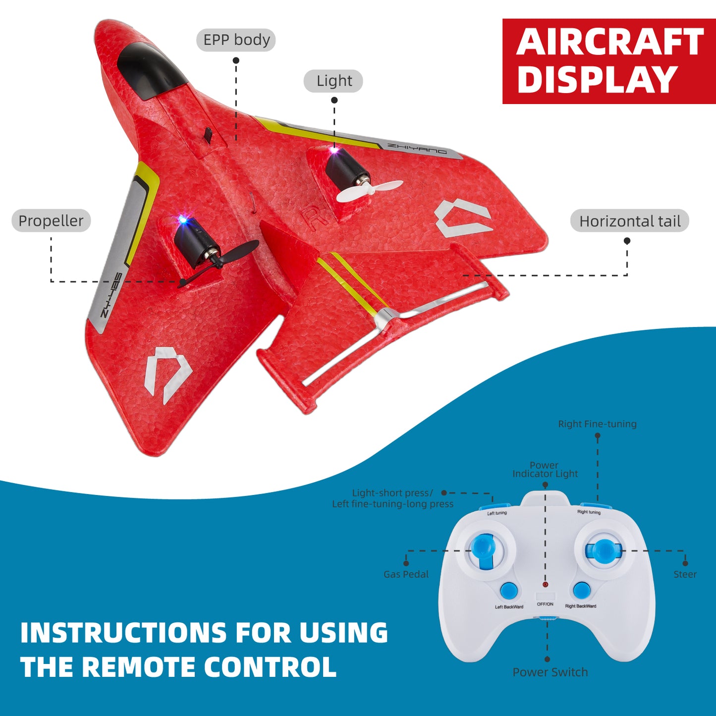 Gleamkid RC Plane for Water Land & Air, Remote Control Airplane with Lights, Amphibious Tri-Phibian Aircraft, RC Glider Aircraft Outdoor Flying Toys Gift for Kids Adults, 2 Batteries