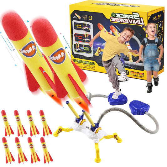 Lictin Rocket Launcher for Kids, Rocket Toy with 8 Foam Rockets and 2 Launcher, Shoots Up to 100 Feet, Rocket Outdoor Toys Gift for Boys and Girls Age 3+