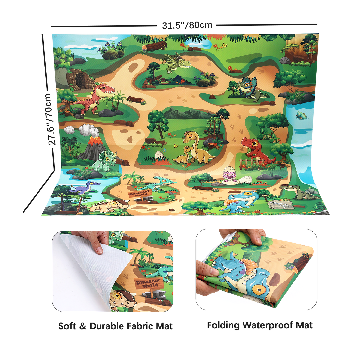 Anpro Dinosaur Toys for Kids, 43PCS Dinosaur Play Set with Play Mat, Trees, Rocks, Container, Perfect Dino World Party Favors for Age 3+ Toddlers Kids Boys Girls