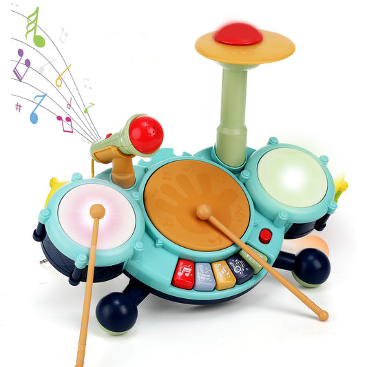 Anpro Kids Drum Set Toddler Toys with Adjustable Microphone, Musical Instruments Playset Fit for 3+ Years Old Boys and Girls