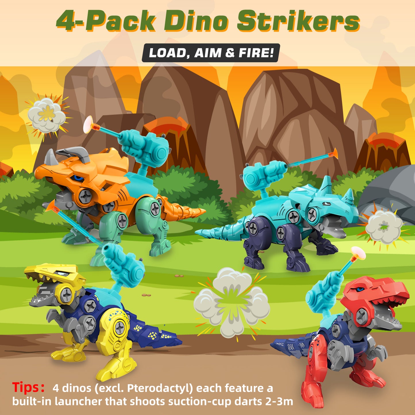 Lictin Take Apart Dinosaur Toys for Kids, 5-in-1 Dinosaur Transform Robot Toys, Building Construction Educational Toys with Catapult, Birthday Christmas Gift for Boys 3 4 5 6 7 Years Old