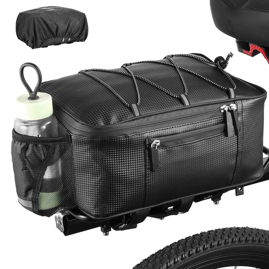 Zacro Bike Bag for Rear Rack, 8L Waterproof Bicycle Rear Seat Bag Cycling Cargo Luggage Bag with Rain Cover, Black