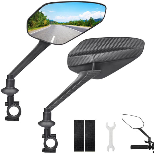 Zacro Bike Mirror 2 Pack, Upgraded 360°Adjustable Bicycle Rear View Mirror with Scratch Resistant Glass Lens, Bicycle Mirror Handlebar Mount Fit for Mountain Bikes, City Road Bikes, E-bikes