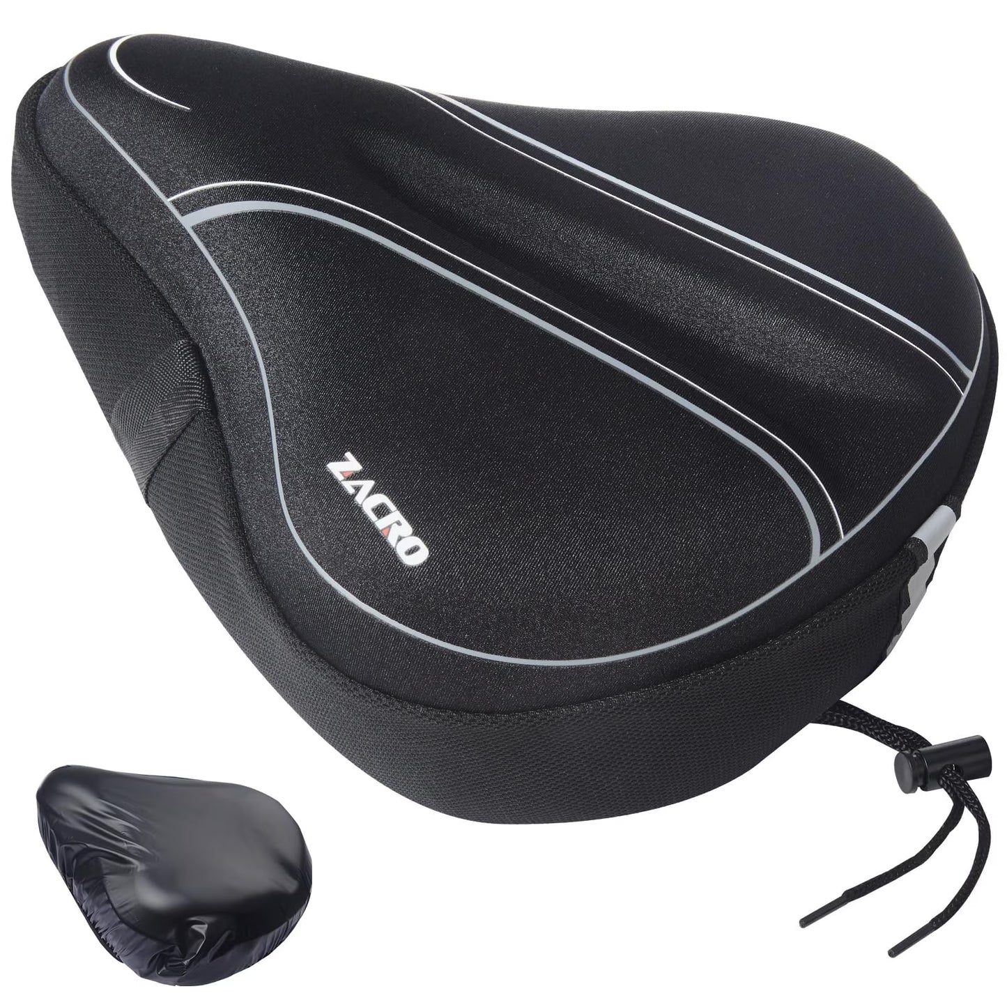 Zacro Bike Seat Cover Padded, Soft Gel Bike Saddle with Memory Foam Padding for Men Women, Comfortable Bike Seat Cushion Cover for Outdoor & Indoor