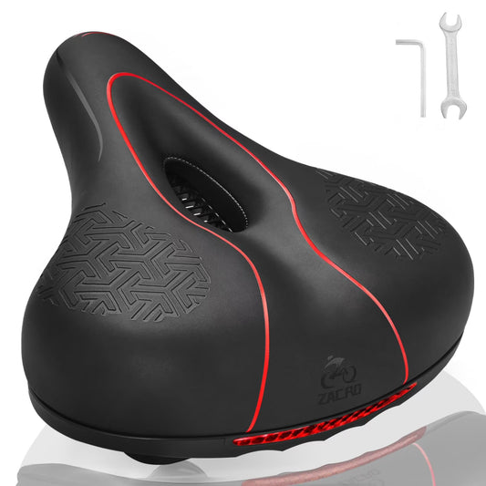 Zacro Comfort Bike Seat Cushion, Oversized Wide Bike Saddle for Women Men, Memory Foam Padded Soft Bike Cushion with Dual Shock Absorbing