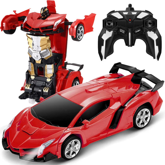 Zacro Transform RC Car Toys, 2.4Ghz 1:18 Scale Remote Control Car Transforming Robot, One-Button Deformation 360? Rotation Drifting Car Transformers Toys Gift