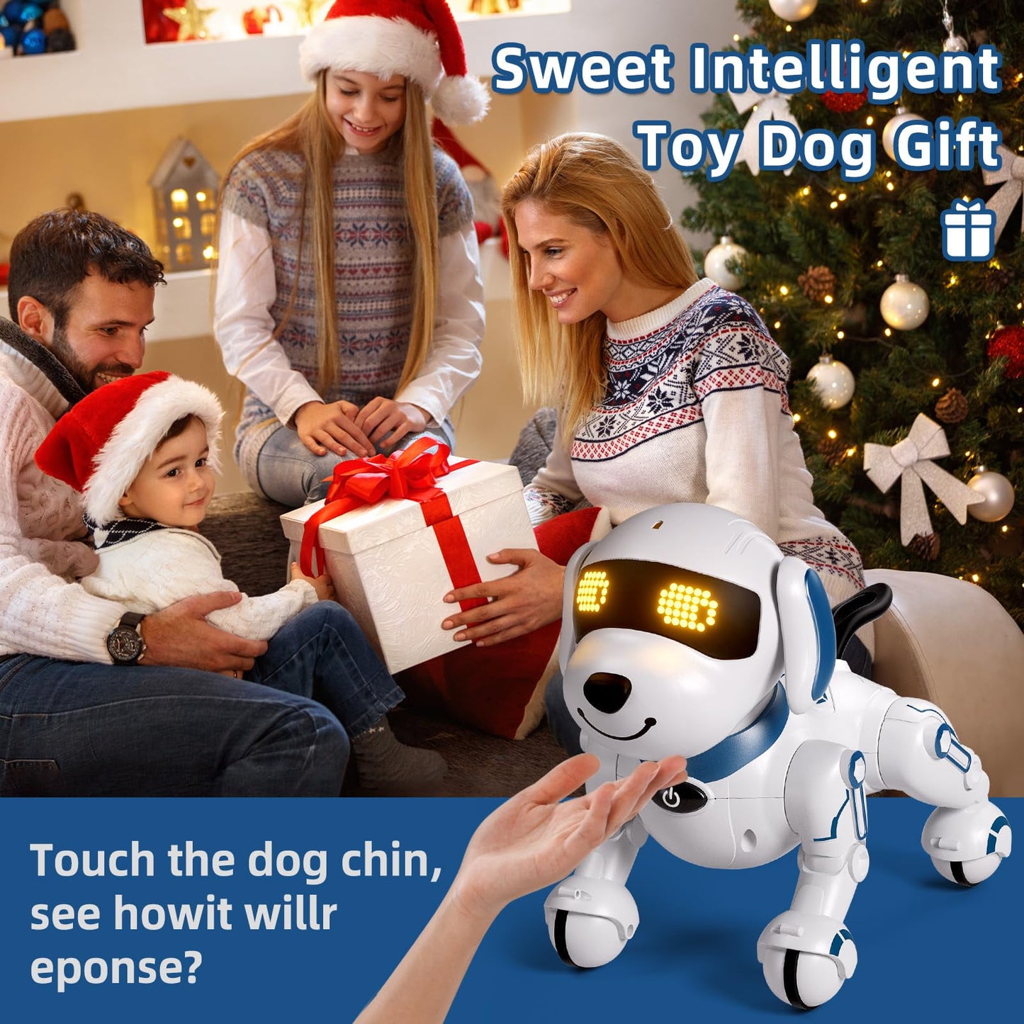 Anpro RC Robot Dog Toy for Kids, Programmable Smart Interactive Robot Toy with Sound and LED Eyes, Best Gift for Toddlers Boys Girls