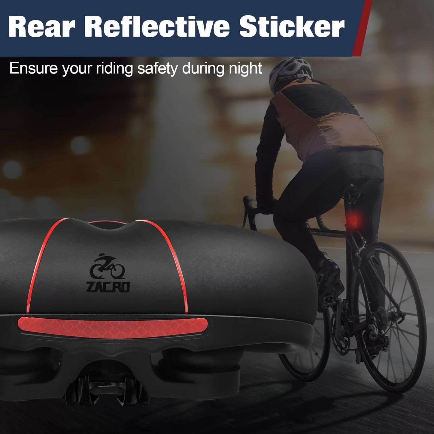 Zacro Comfort Bike Seat Cushion, Oversized Wide Bike Saddle for Women Men, Memory Foam Padded Soft Bike Cushion with Dual Shock Absorbing
